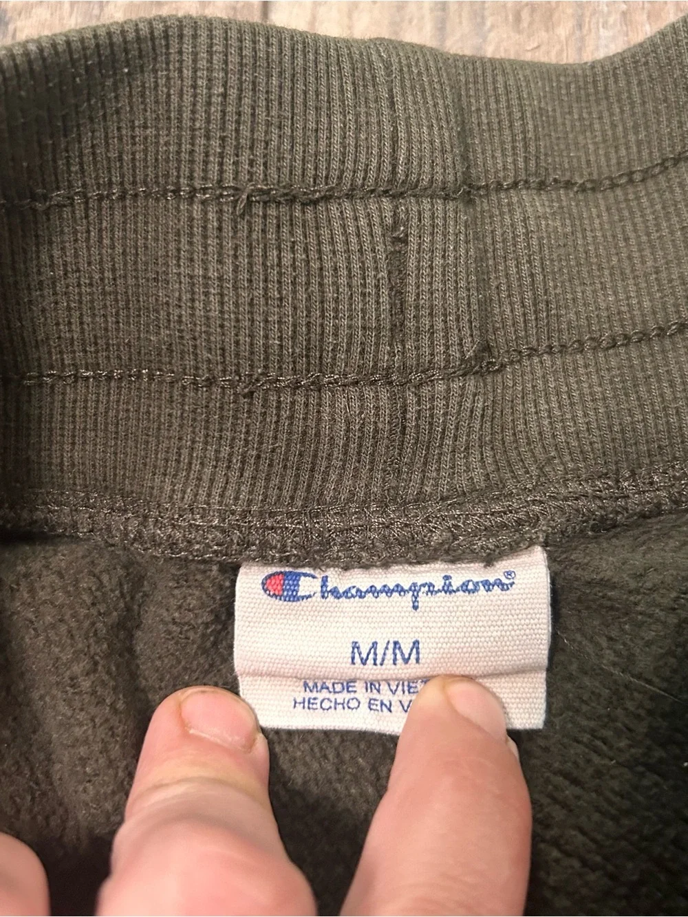 Champion Sweatpants Mens Medium Olive Green Fleece Lined Drawstring Waist Winter
